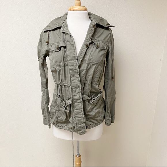 Forever 21 Hooded Green Military Style Utility Jacket M - Picture 1 of 5